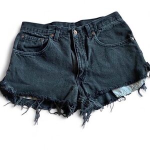 Black Denim Cutoff Shorts - Women's Casual Frayed Hem